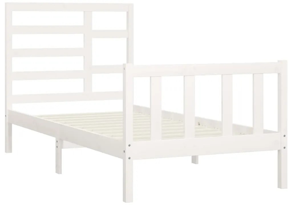 Cama sem colchão 90x200 cm madeira de pinho maciça branco