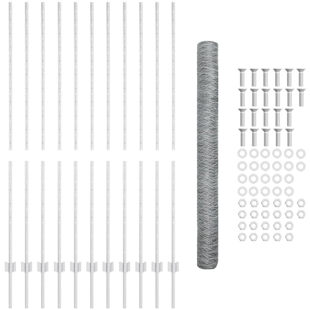 Conjunto de Cerca de Jardim Galvanizada Conjunto de 2 Aço Galvanizado