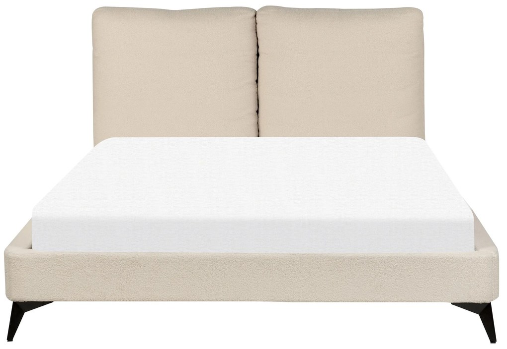 Cama de casal em bouclé creme 140 x 200 cm MELLE Beliani