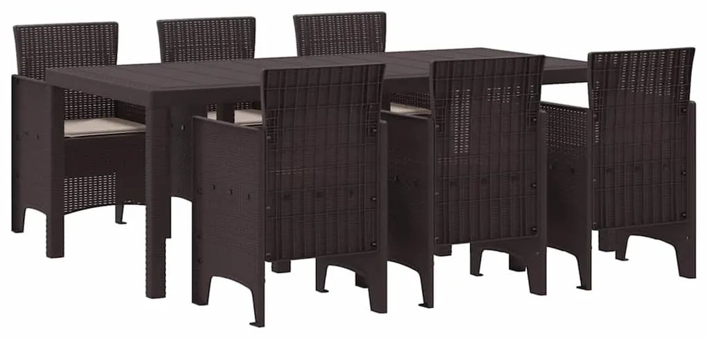 Conjunto de Jantar de Jardim 7 pcs Castanho 200 x 100 x 73 cm