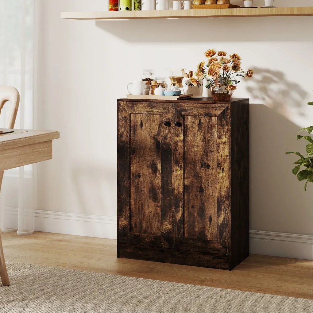 Armário de armazenamento 60 x 30 x 80 cm com portas e prateleiras ajustáveis Castanho