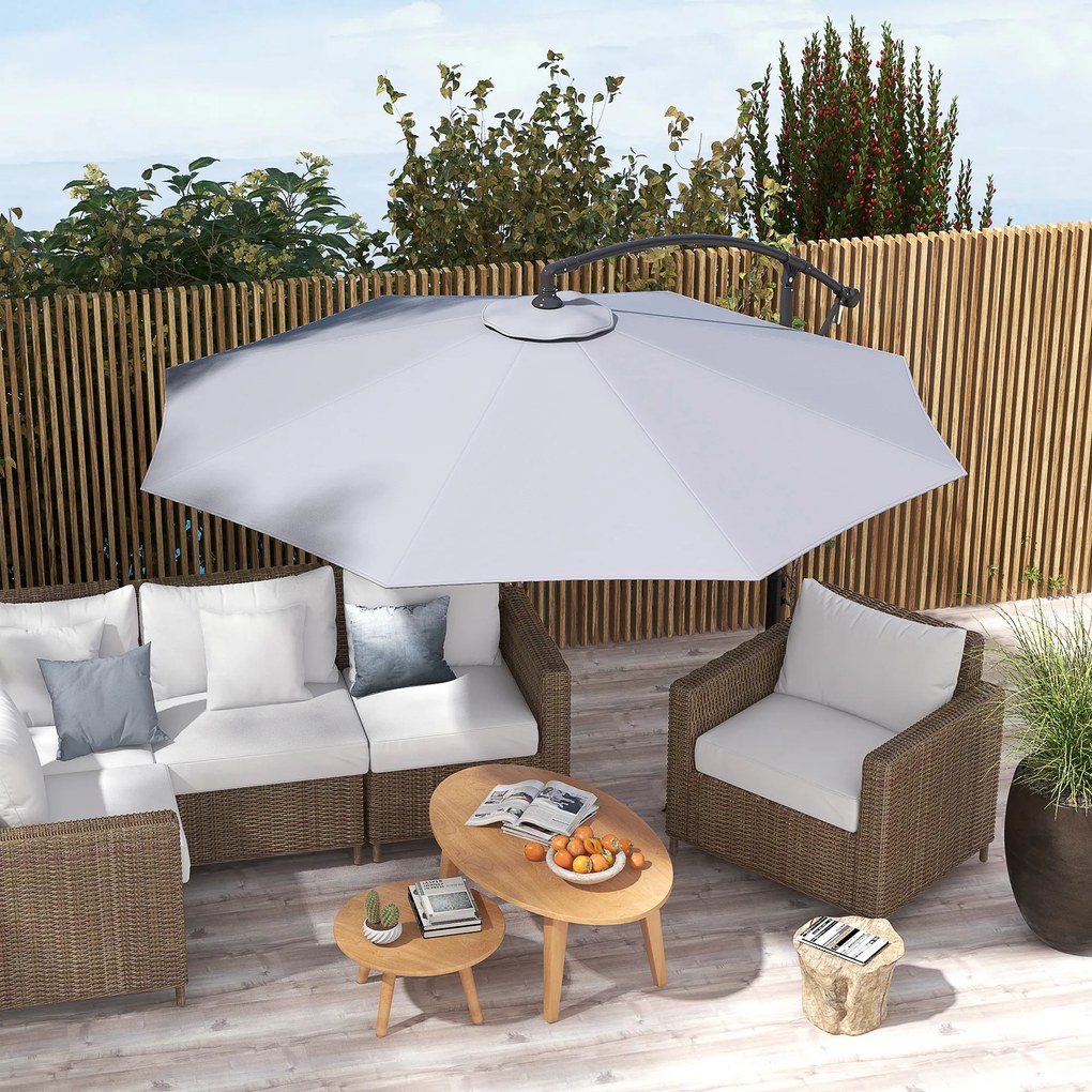 Toldo de Substituição para Chapéu de Sol de 3 m com Ventilação Superior para Exterior Jardim Pátio Piscina Cinza