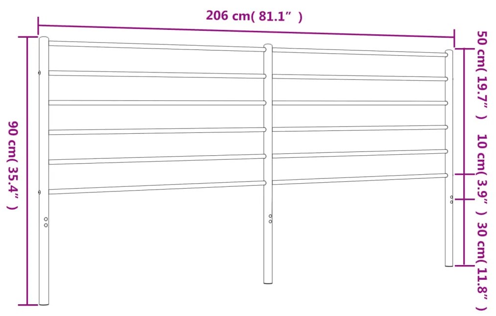 Cabeceira de cama 200 cm metal preto