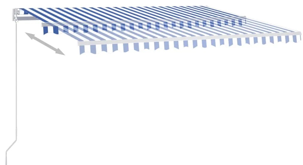 Toldo automático c/ LED e sensor de vento 4x3 m azul e branco