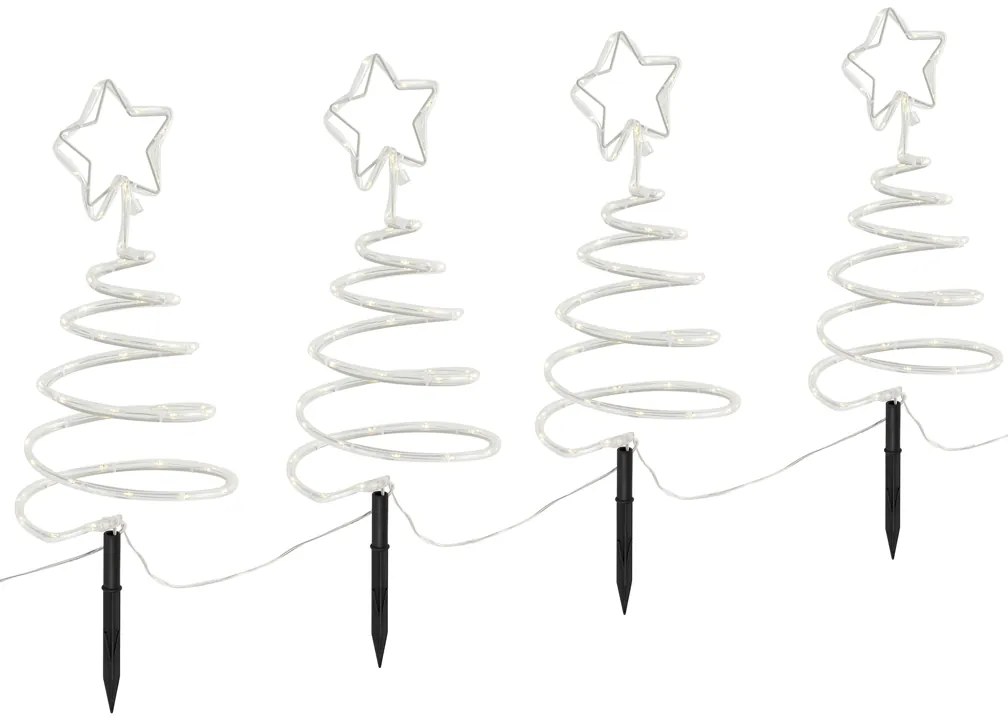 Conjunto de 4 luzes de estaca de Natal Árvore de Natal branca Incl. LED IP44 - Puno