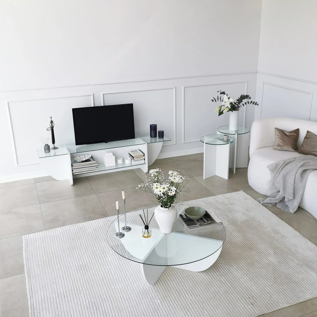 TV Stand Lily – Branco – 158 cm x 40 cm x 35 cm