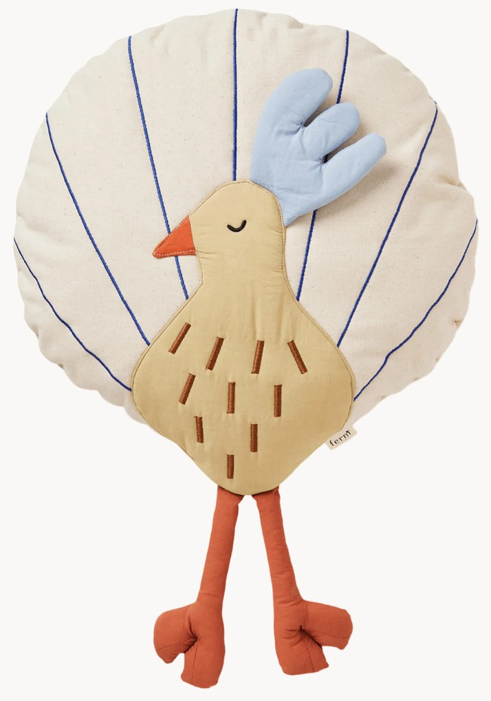 Almofada de peluche em algodão orgânico Peacock