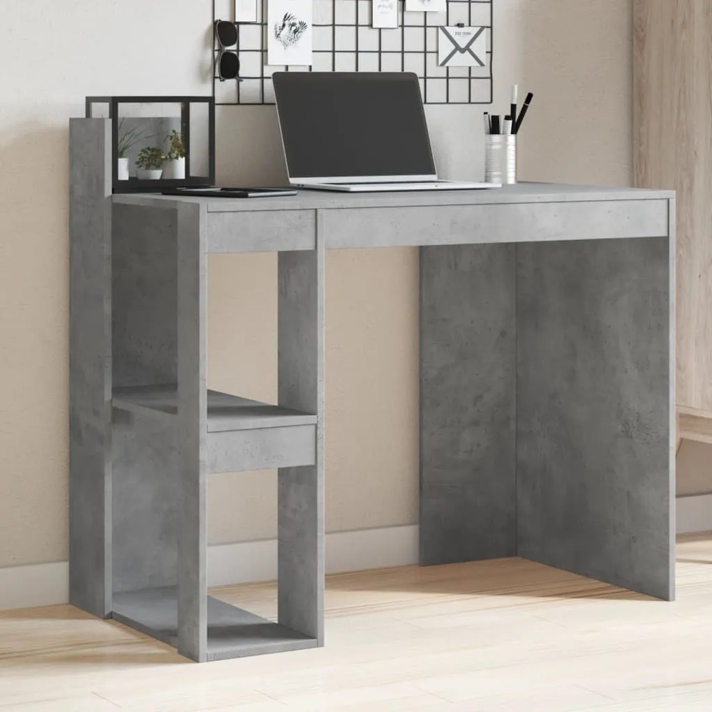 vidaXL Secretária 103,5x56,5x94 cm derivados de madeira cinza cimento