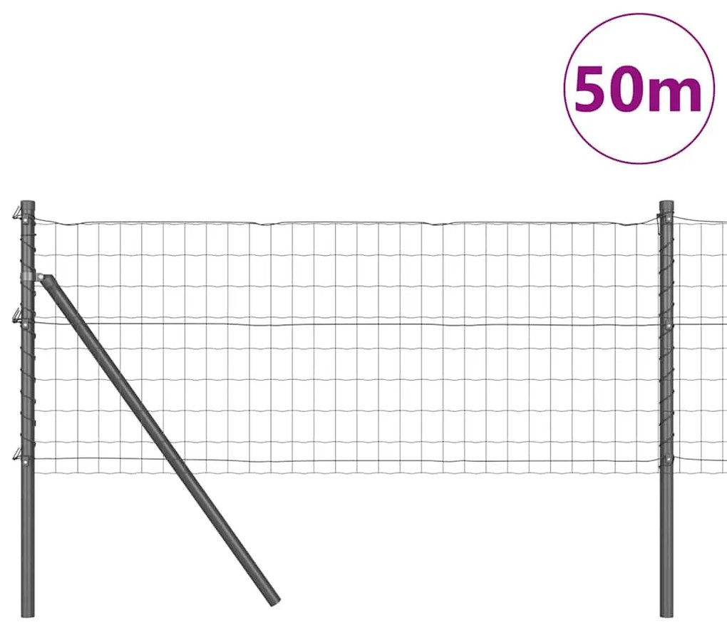 Cerca Euro com 13 postes de 0,6 x 50m em aço galvanizado cinza