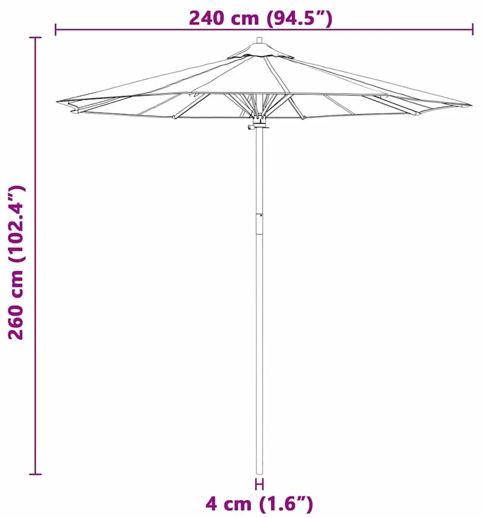 Guarda-sol de Jardim Branco Creme 240x260 cm de Bambu