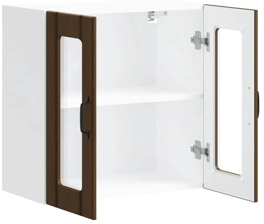 Armário de parede cozinha porta vidro Lucca carvalho castanho