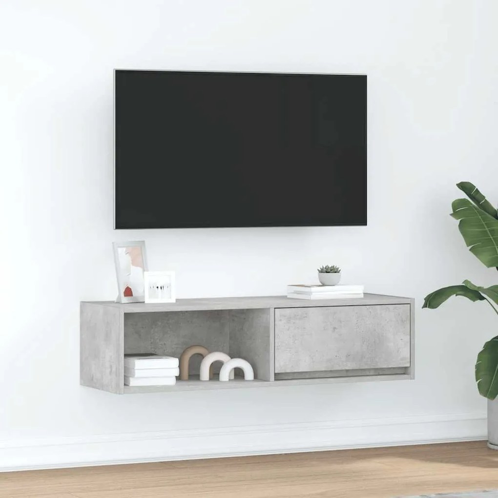 vidaXL Móvel de TV 100x31x25,5 cm derivados de madeira cinza cimento