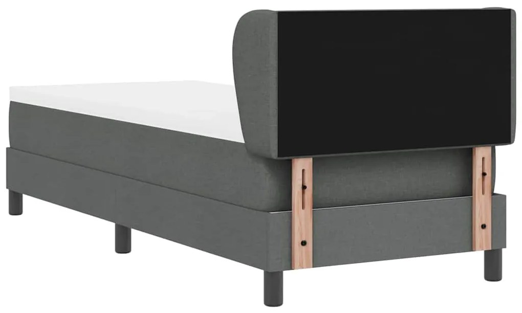 Cama Box Spring com Colchão Cinza Escuro 80x200 cm Tecido