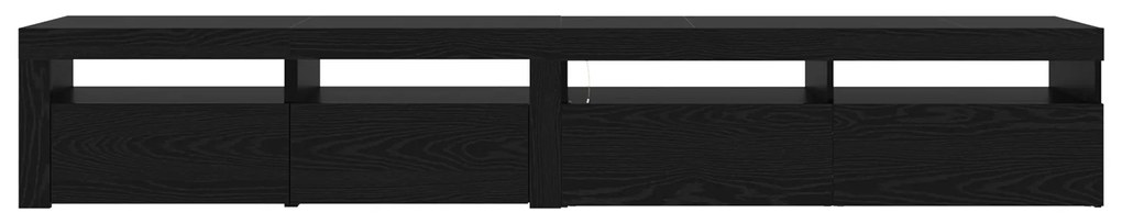 Armários de TV 2 pcs com Luzes LED Carvalho Preto Madeira Engenheirada