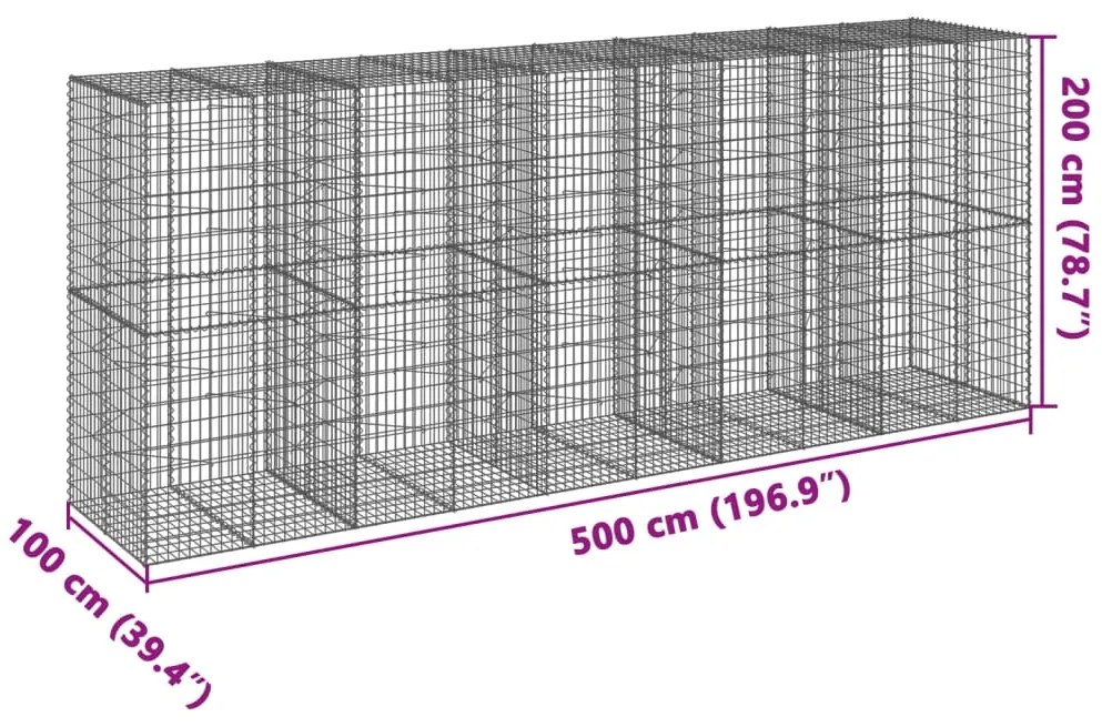 Cesto gabião com cobertura 500x100x200 cm ferro galvanizado