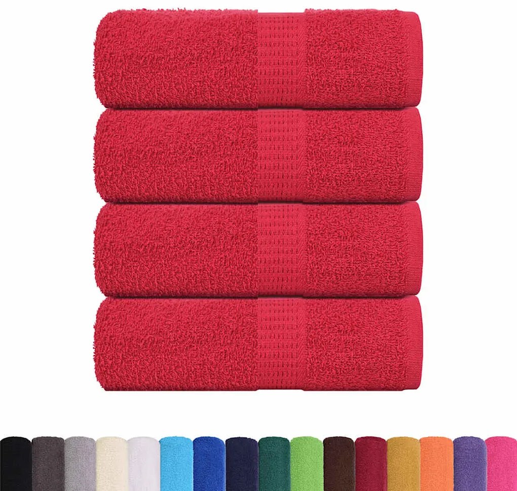 Toalhas de bidé 4 pcs 30x50 cm 360 gsm 100% algodão vermelho