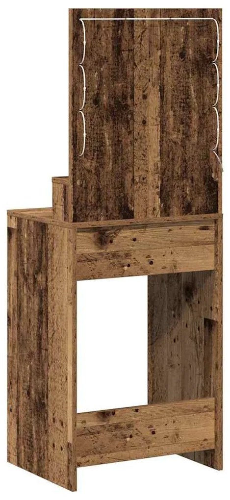 Mesa de Maquilhagem com Luzes LED - Madeira Antiga, 50x41x135 cm