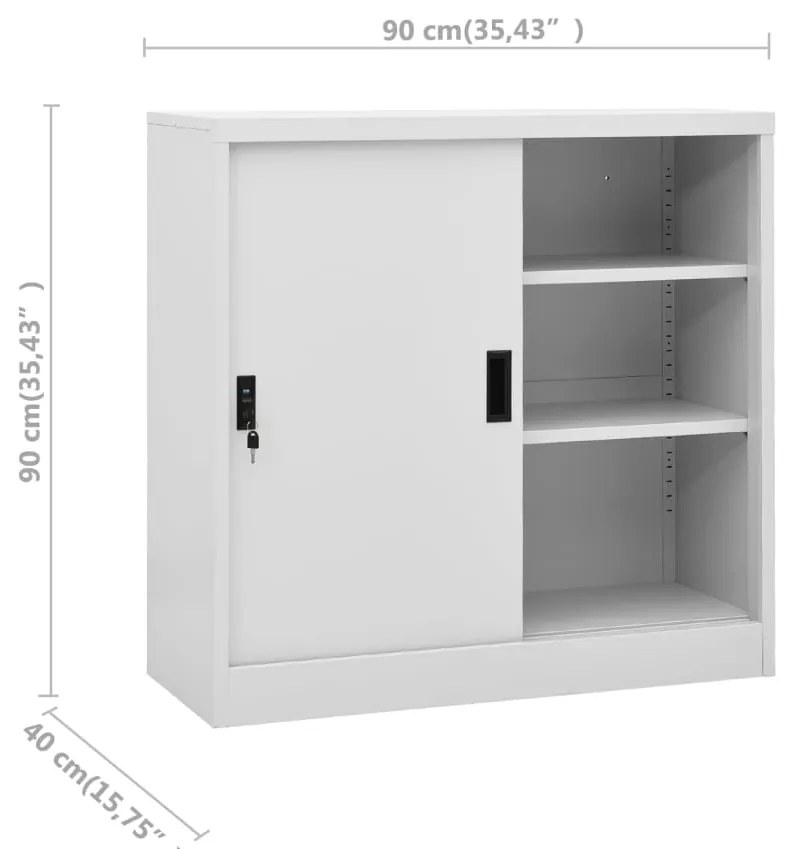 Armário escritório porta deslizante 90x40x90 cm aço cinza-claro