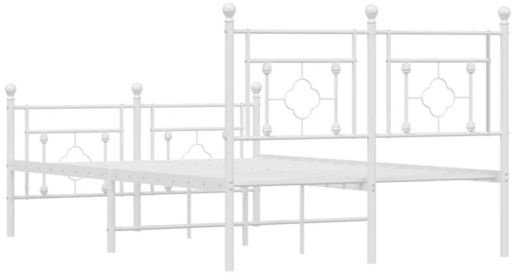 Estrutura de cama com cabeceira e pés 120x200 cm metal branco