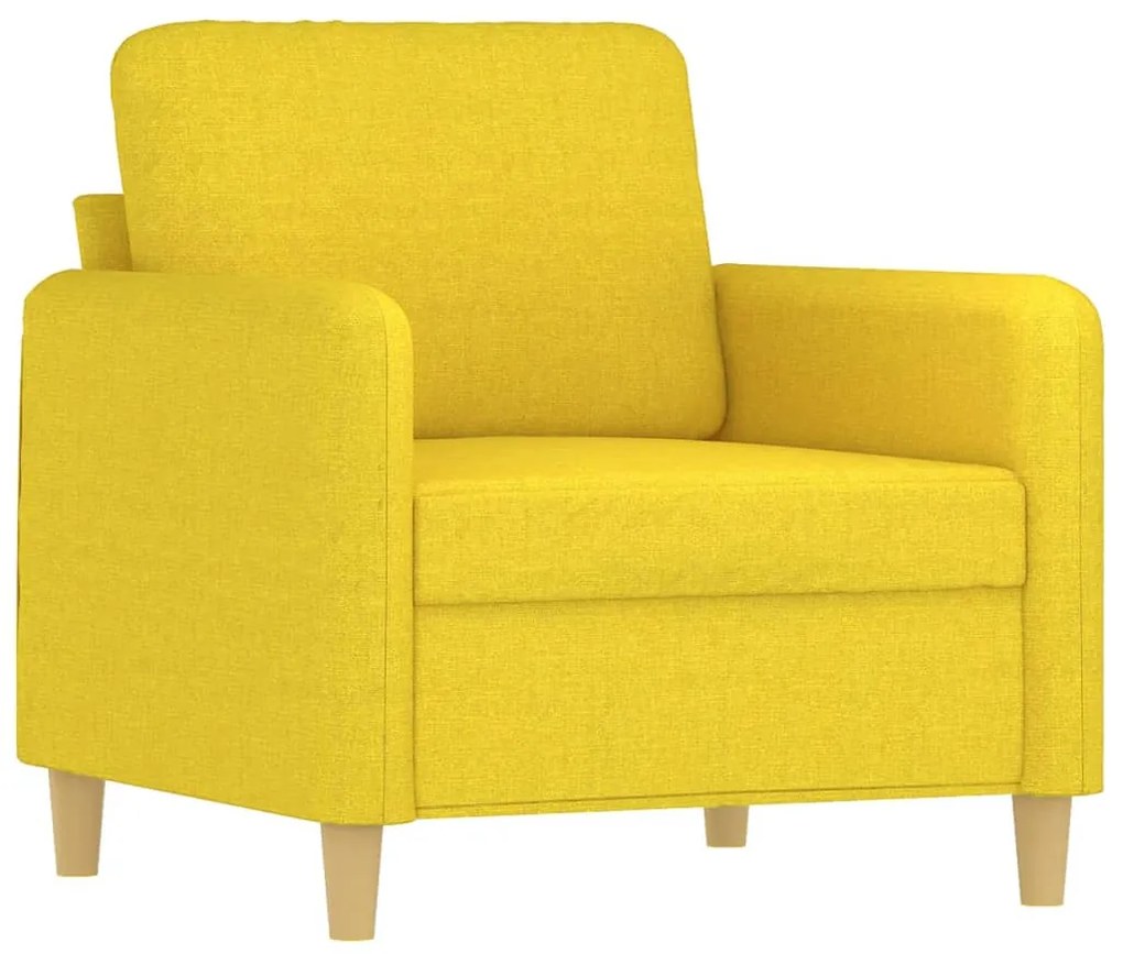 4 pcs conjunto de sofás com almofadões tecido amarelo-claro