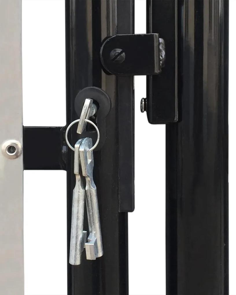 Portão de cerca com porta única 100x250 cm preto