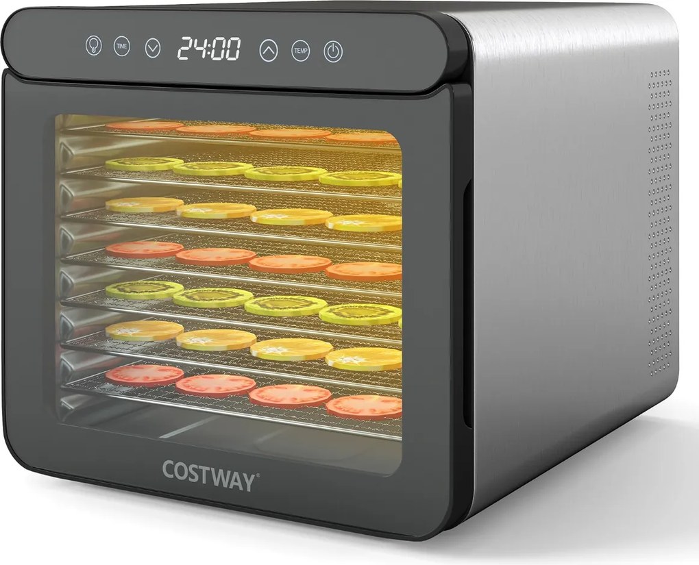 Desidratador de alimentos com temperatura ajustável de 30 ℃-75 ℃ 7 bandejas de aço inoxidável para carne, frutas