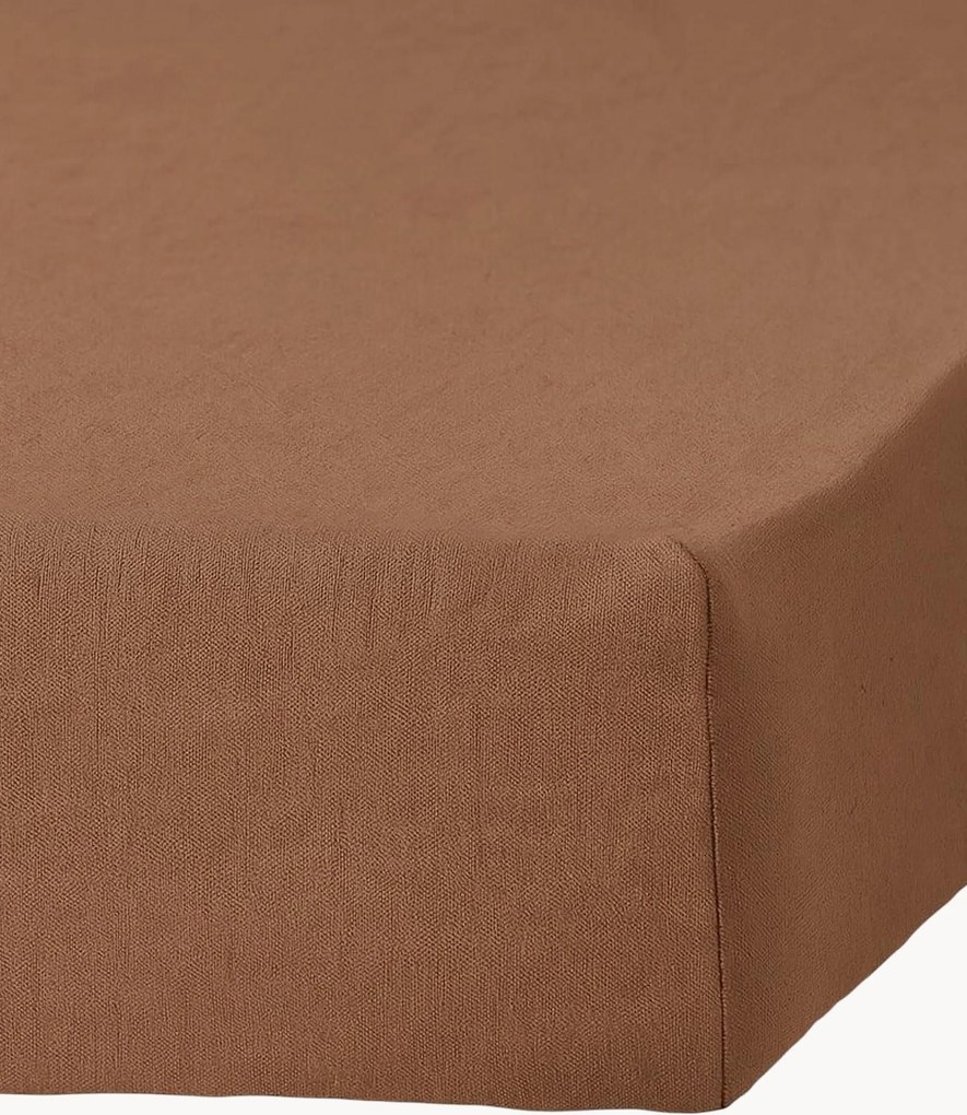 Lençol elástico artesanal em linho para cama boxspring Camille