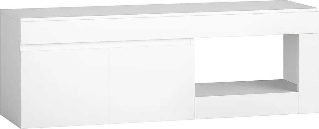 HOMCOM Lowboard moderno para sala de estar com 2 portas, compartimento aberto e puxadores, para TVs até 152,4 cm, 140 x 40 x 48 cm, branco | Aosom Portugal