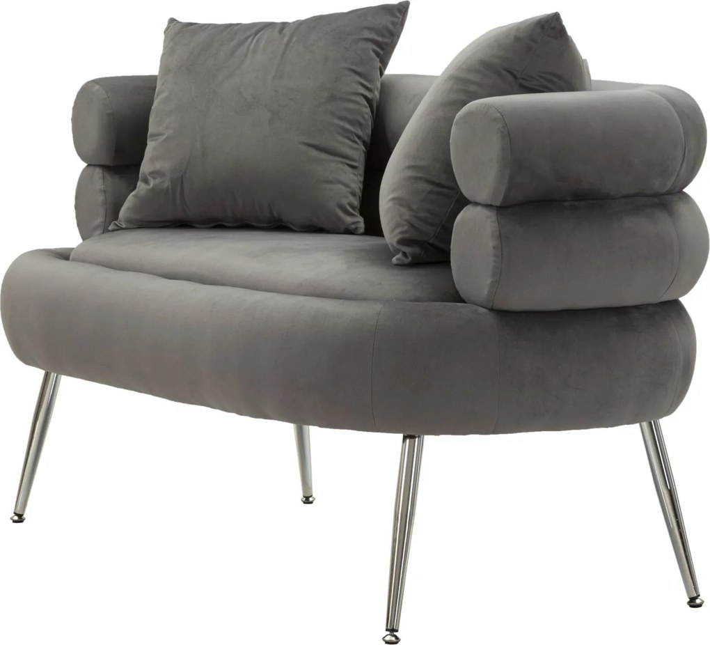SOFÁ SILVERY PLUS COM ALMOFADAS CINZENTO 133X68X69 CM