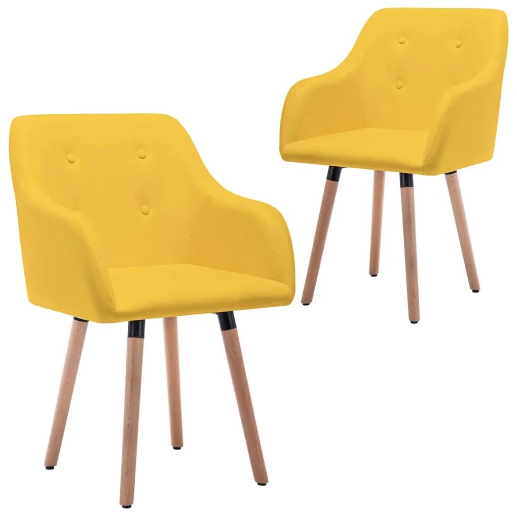 vidaXL Cadeiras de jantar 2 pcs tecido amarelo mostarda