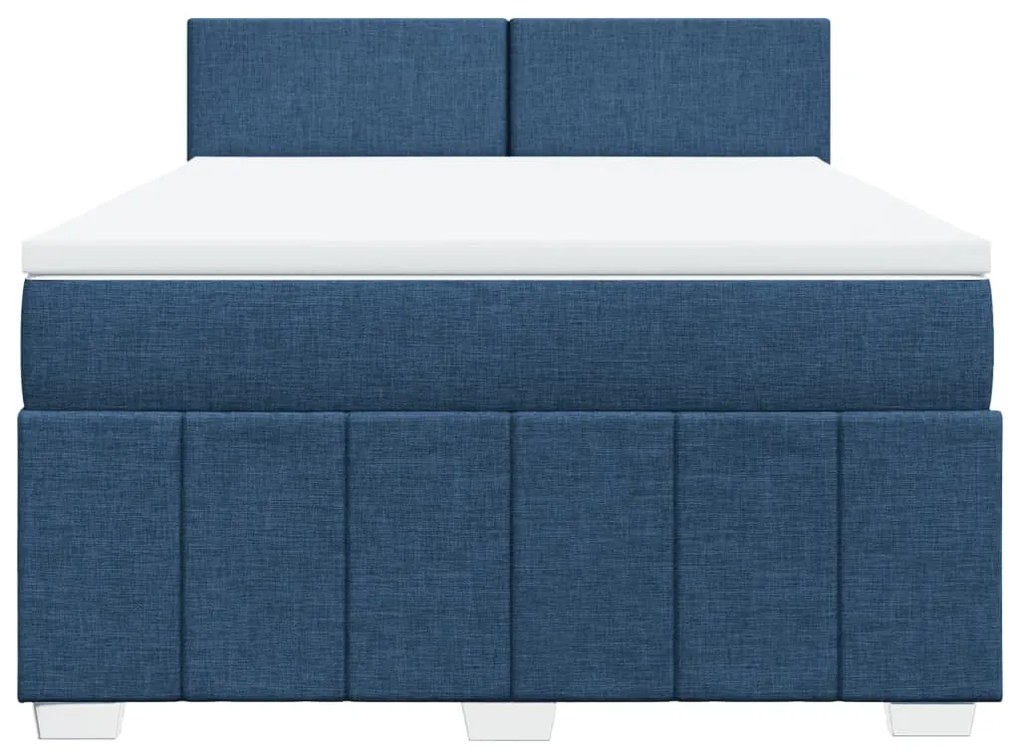 Cama com molas/colchão 140x200 cm tecido azul
