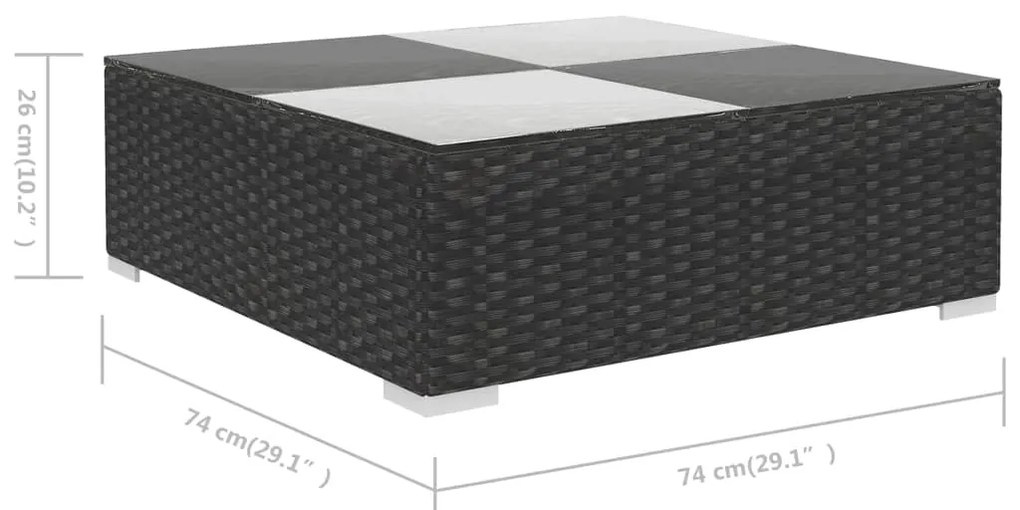 6 pcs conjunto lounge de jardim c/ almofadões vime PE preto