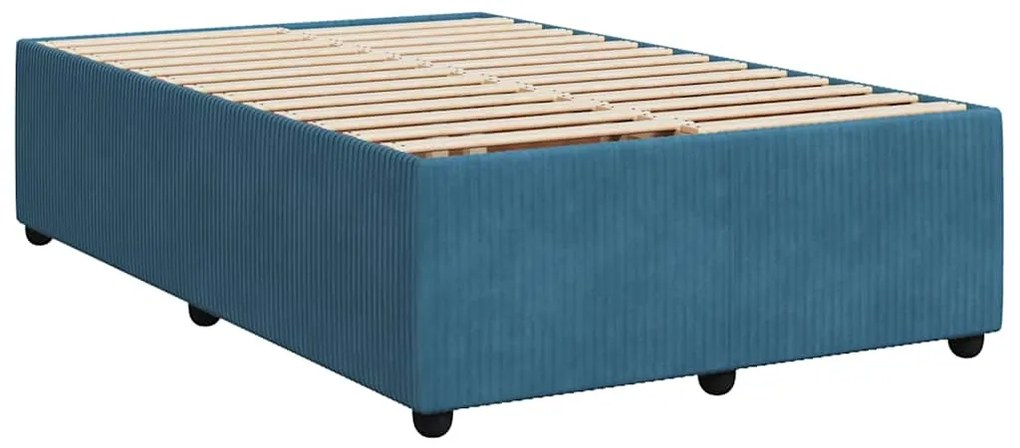 Cama boxspring com colchão 120x200 cm veludo azul