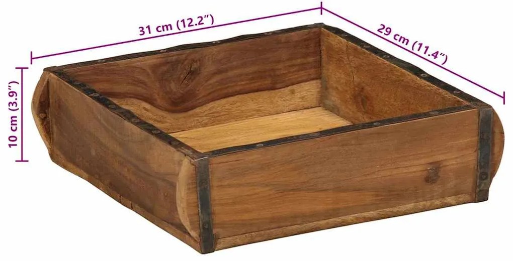 Bandeja vidaXL 31x29x10 cm em Madeira Recuperada