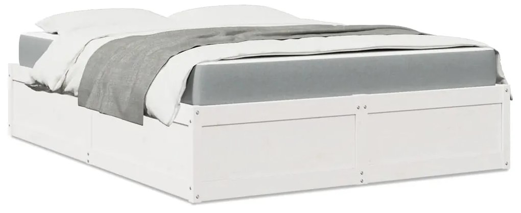 vidaXL Cama com colchão 140x200 cm madeira de pinho maciça branco