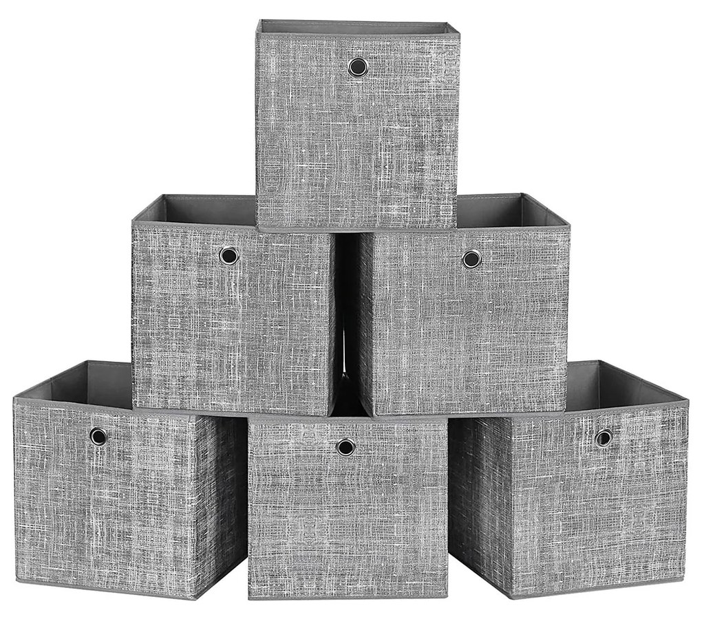 Caixas de armazenamento dobráveis ​​SONGMICS, conjunto de 6 cubos de armazenamento de tecido não tecido, 30 x 30 x 30 cm, caixas organizadoras de roupas de brinquedo, cinza RFB02LG-3