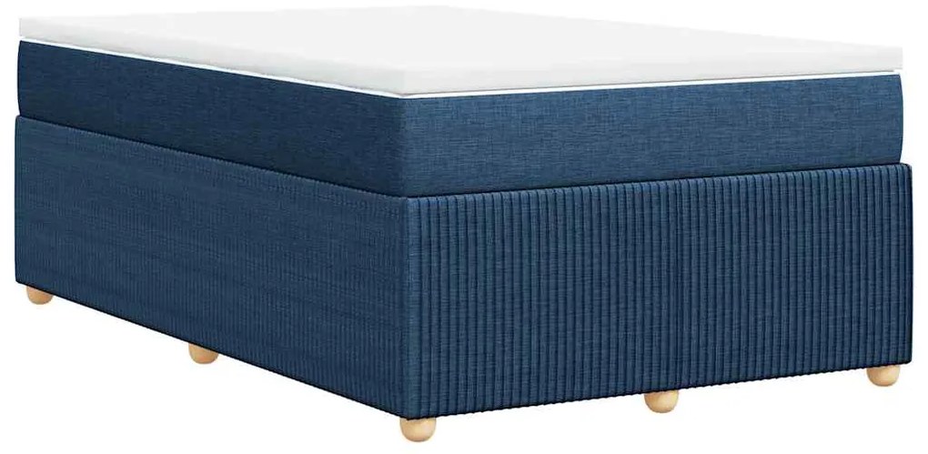 Cama boxspring com colchão 120x190 cm tecido azul