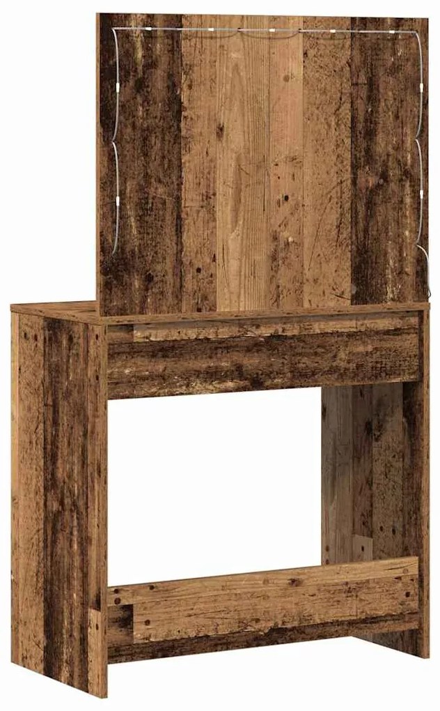 Mesa de Maquiagem vidaXL com Luzes LED Madeira Antiga 78,5x41x135 cm