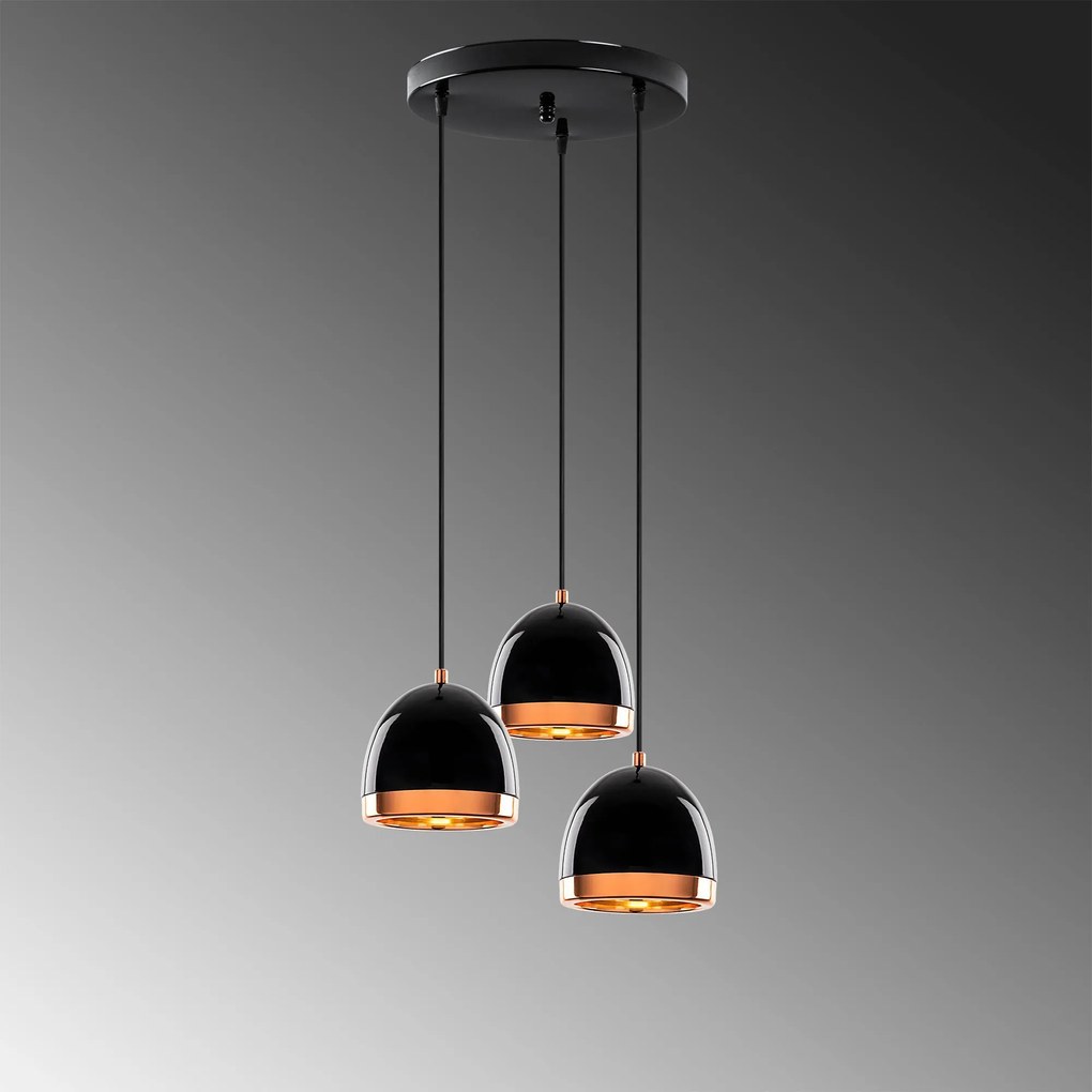 Candeeiro de Teto Mugo – Preto e Dourado – 35 x 35 x 110 cm