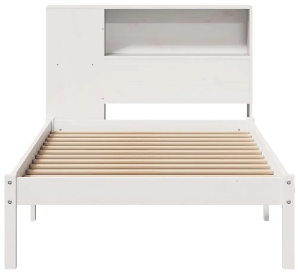 Cama com estante sem colchão 90x190 cm pinho maciço branco