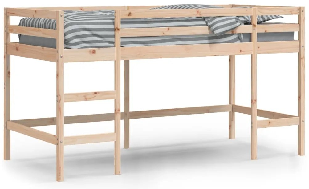 Cama alta p/ criança c/ escada 80x200cm madeira de pinho maciça