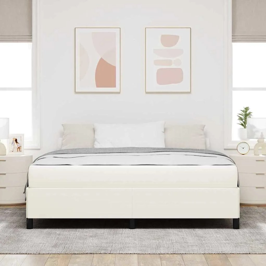 Estrutura da Cama Creme 180 x 200 cm Tecido de veludo côtelé