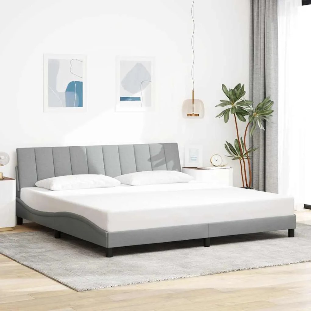 vidaXL Estrutura de cama sem colchão Hanko 200x200 cm tecido cinzento-claro