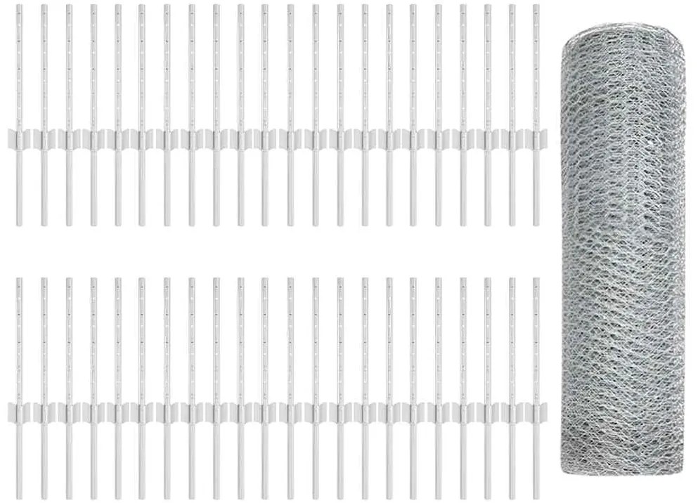 Postes de Cerca 11 pcs U-Channel 40 cm Aço Galvanizado