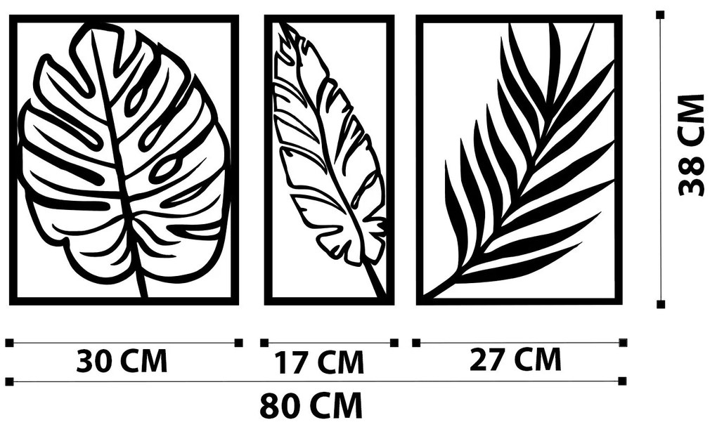 Acessório Decorativo de Parede Leaf2 – Preto – 80 x 38 cm