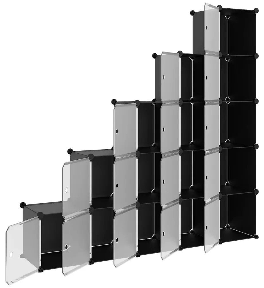 Organizador de arrumação com 15 cubos e portas PP preto