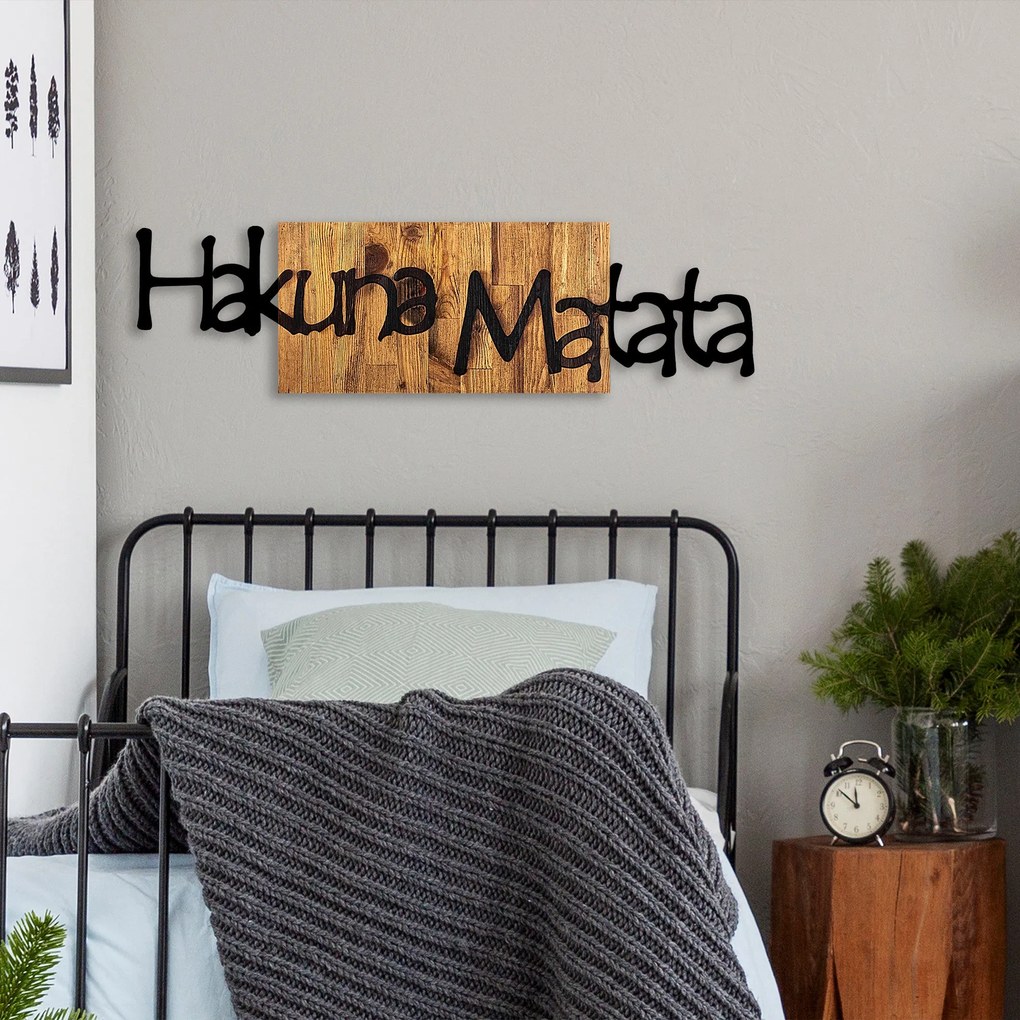 Acessório Decorativo de Parede Hakuna Matata 4 – Preto e Nogueira Clar
