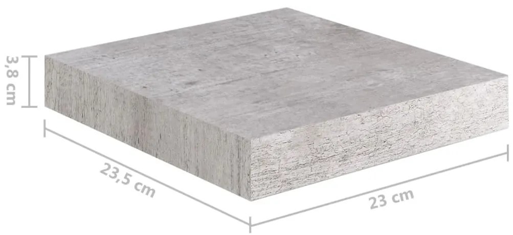 Prateleira de parede suspensa 23x23,5x3,8 cm MDF cinzento