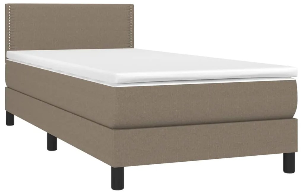 Cama box spring + colchão/LED 90x190cm tecido cinza-acastanhado