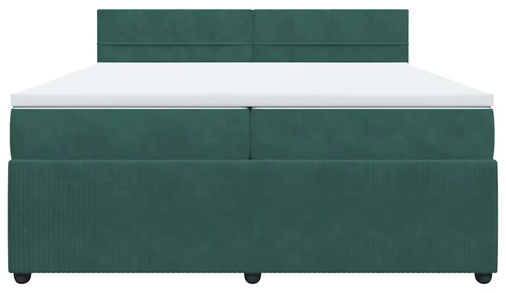 Cama com molas/colchão 200x200 cm veludo verde-escuro